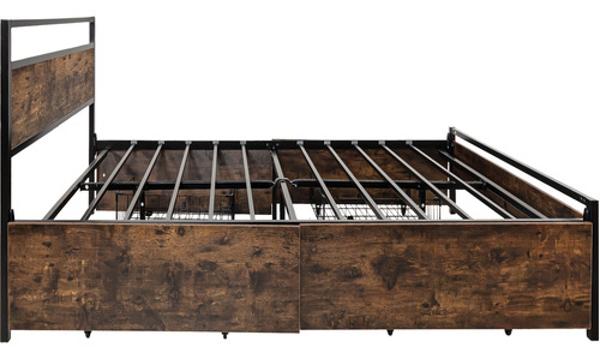 Base Cama Matrimonial Cajones + Comoda Country Moderno Houzer