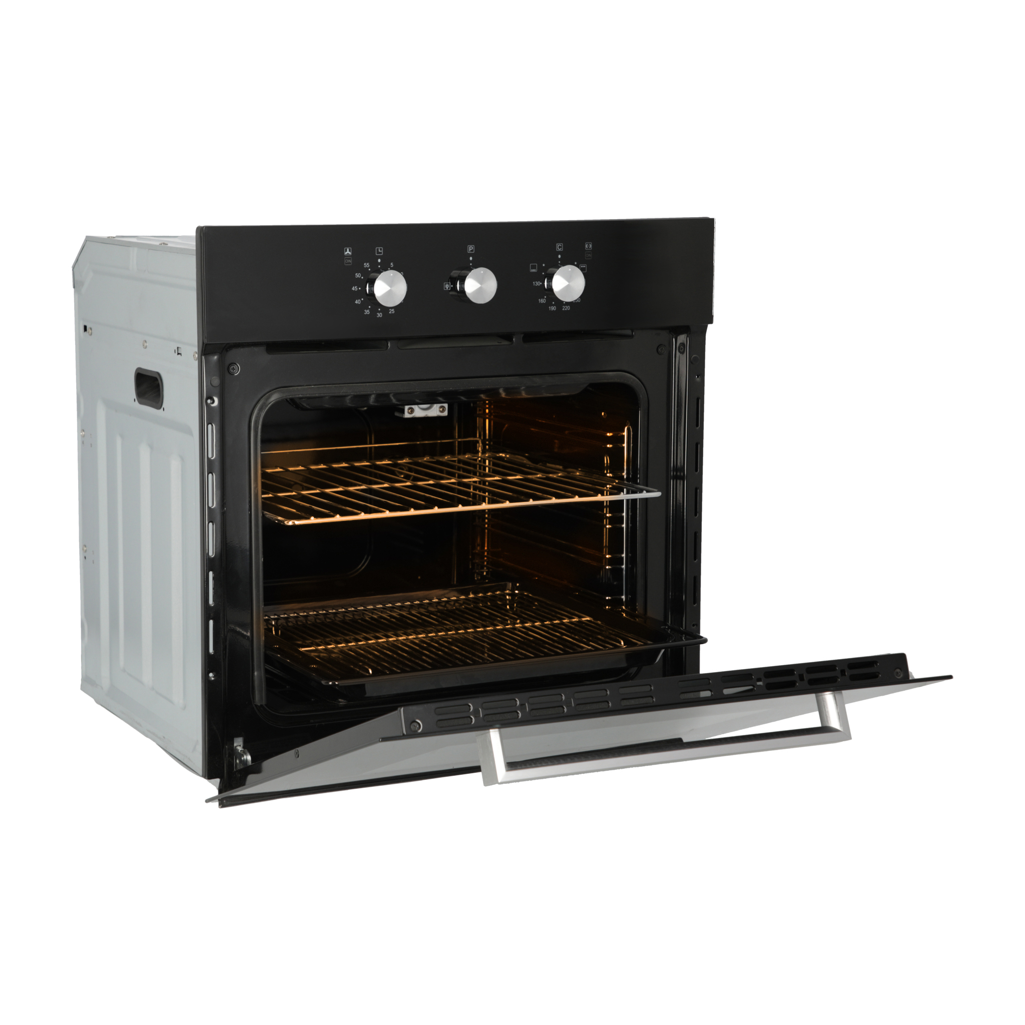 TRICOMBO Parrilla 86 cm Acero Inox 5 Q + Campana 90cms Cristal Recto Tipo Pared Contr Elec + Horno Gas 60 cm.