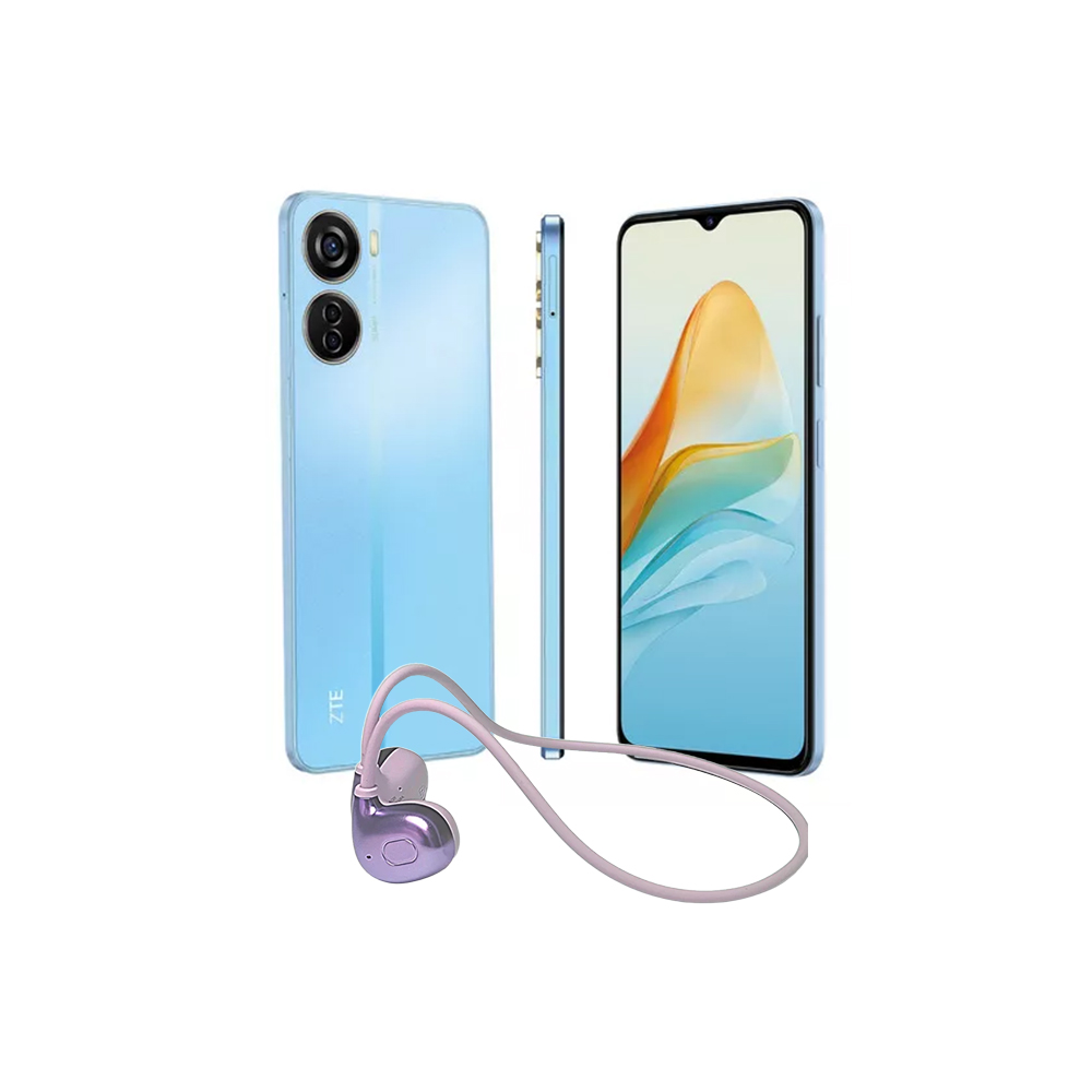 Combo Zte Axon 40 Lite 4/128gb Azul Telcel+ Audífonos Ac01