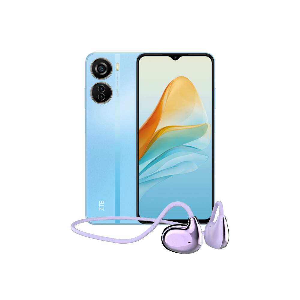Combo Zte Axon 40 Lite 4/128gb Azul Telcel+ Audífonos Ac01