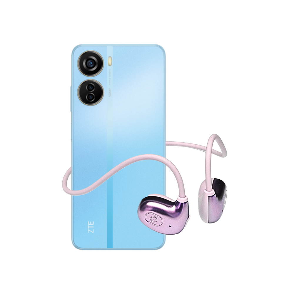 Combo Zte Axon 40 Lite 4/128gb Azul Telcel+ Audífonos Ac01