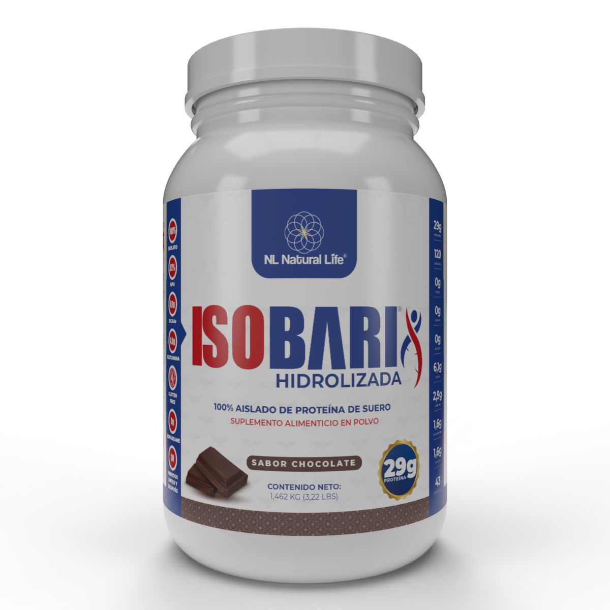 ISOBARI Proteína Hidrolizada en Polvo  WPI 90 Sabor Chocolate 1.4kg
