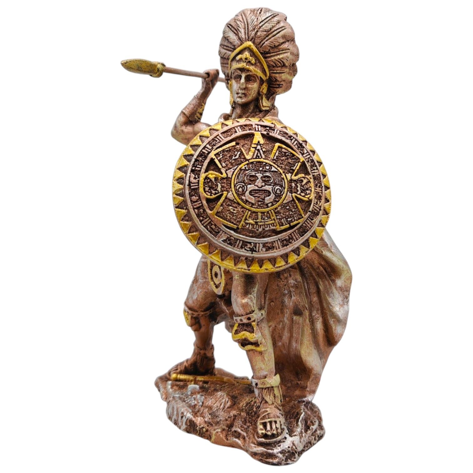  Guerrero Azteca Con Lanza Y Escudo 20cm