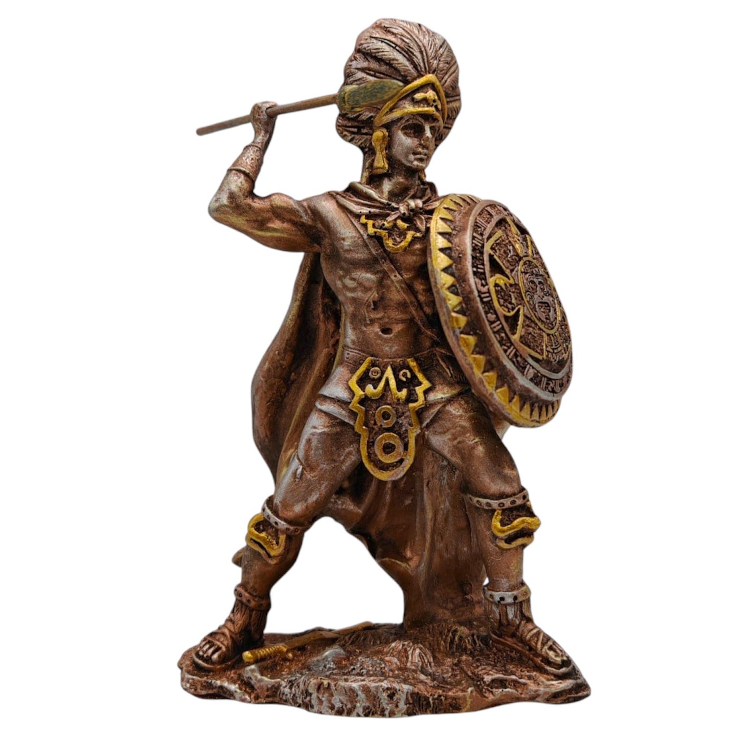  Guerrero Azteca Con Lanza Y Escudo 20cm
