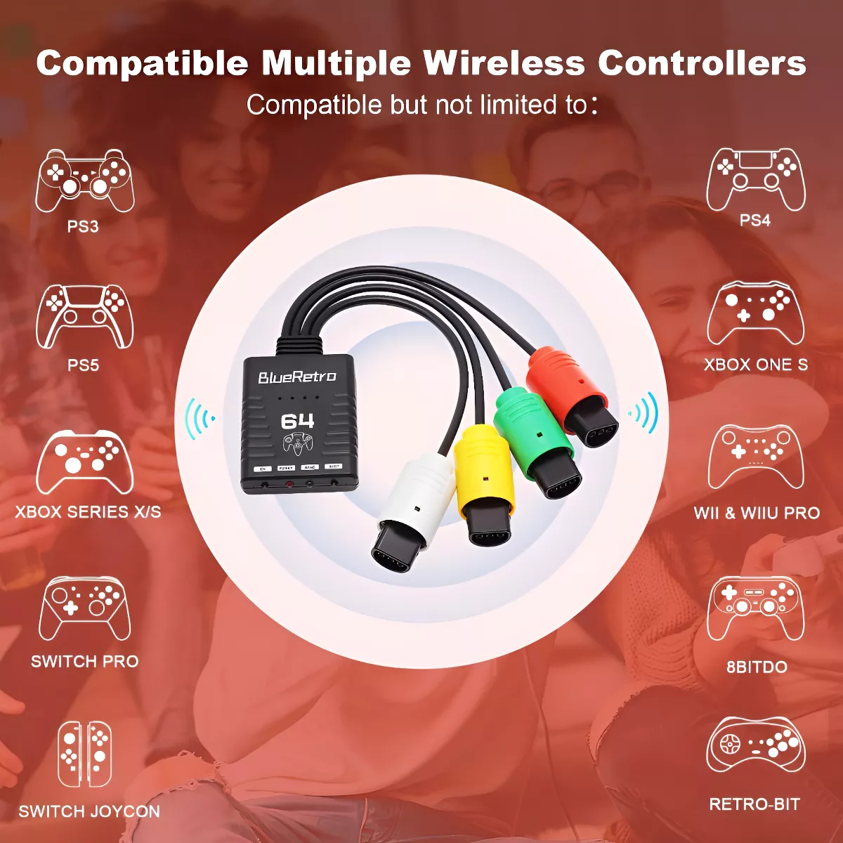 Adaptador Blueretro 4 Mandos Bluetooth Nintendo64 Servitae