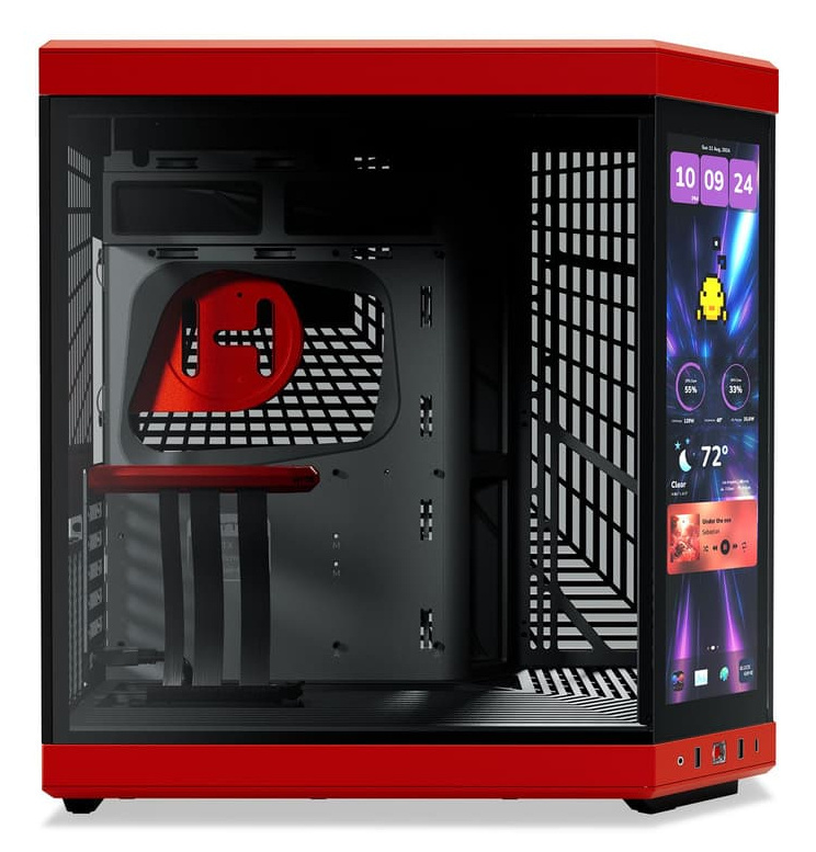 GABINETE HYTE Y70 TOUCH INFINITE EATX S/FUENTE CRISTAL NEGRO/ROJO CS-HYTE-Y70TI-RB