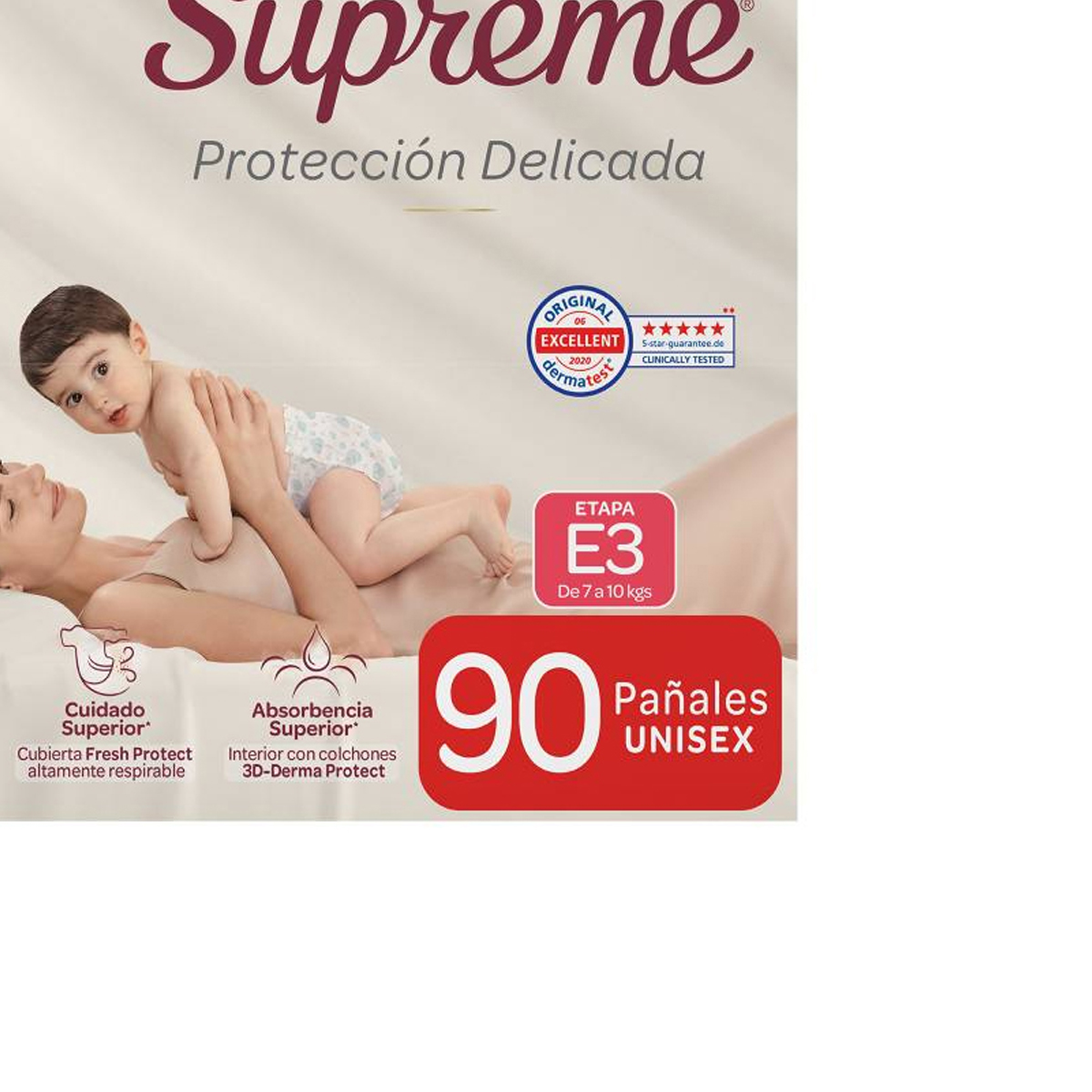 Pañales Huggies Supreme Etapa 3 Unisex 90 Pañales