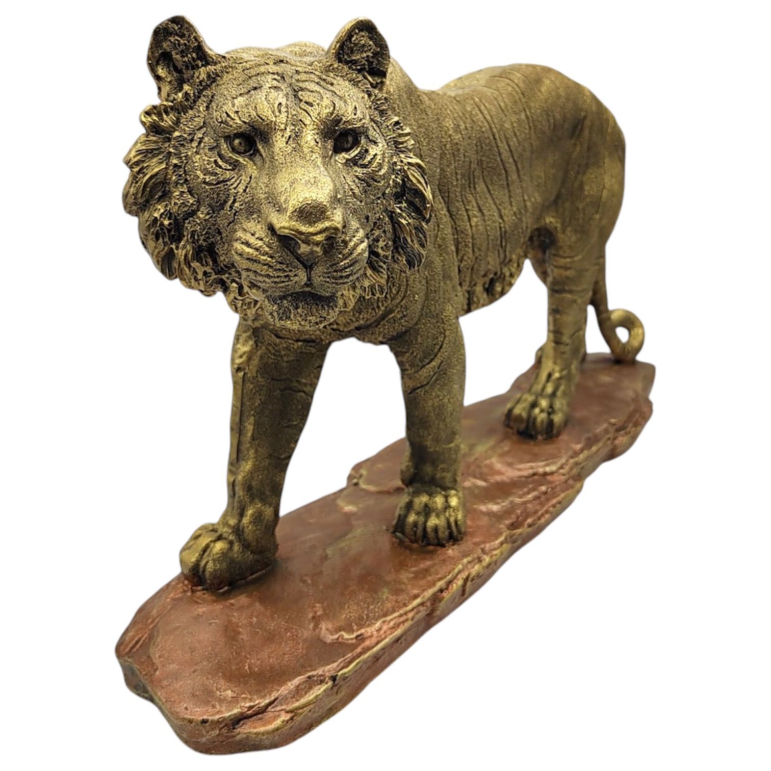 Escultura De Tigre De Pie 26cm (Dorado)