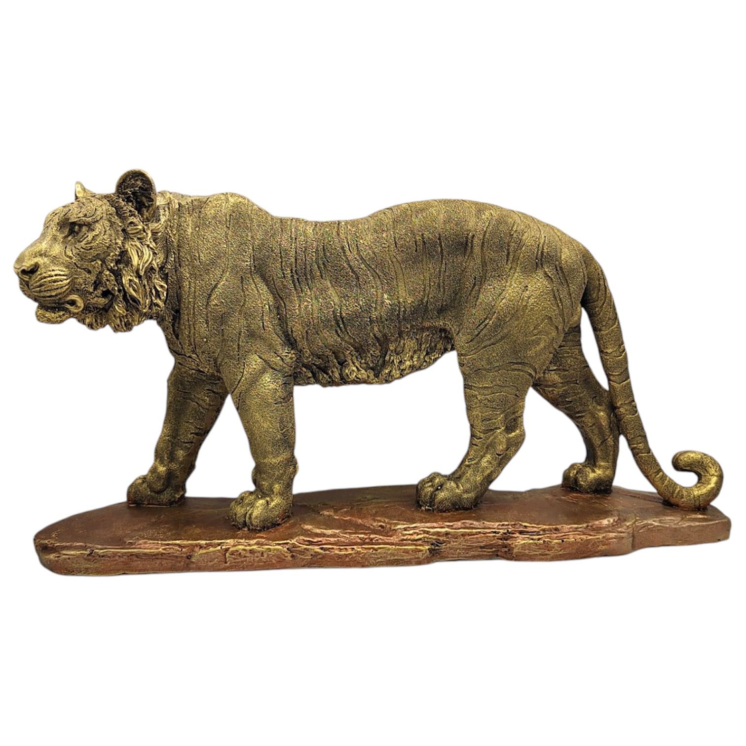 Escultura De Tigre De Pie 26cm (Dorado)