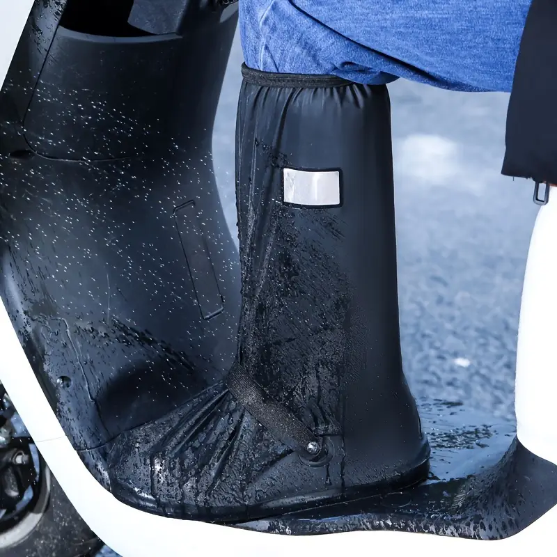 Cubrecalzado Para Lluvia, Impermeable de Silicona, Tenis Zapatos y Botas, Protector Antideslizante Reflejante, Bota Negro