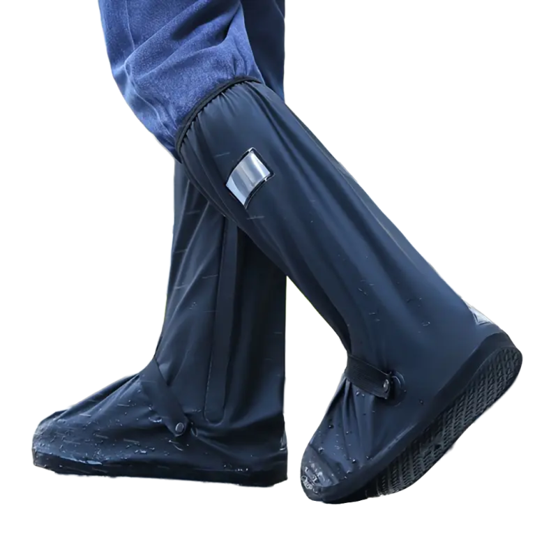 Cubrecalzado Para Lluvia, Impermeable de Silicona, Tenis Zapatos y Botas, Protector Antideslizante Reflejante, Bota Negro