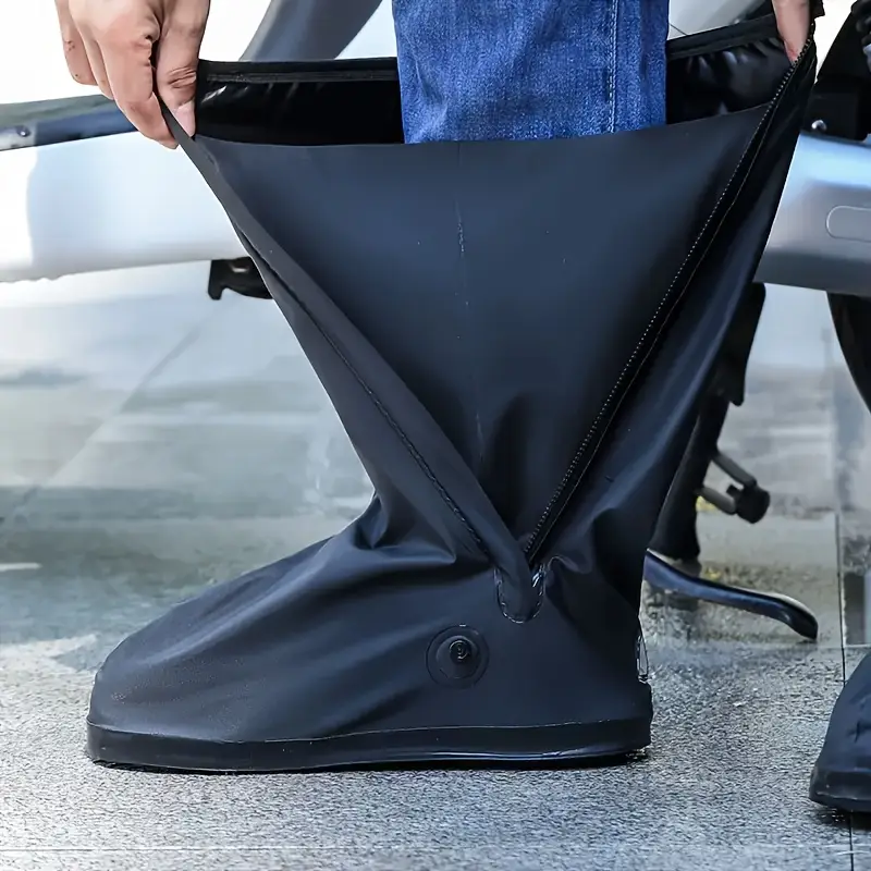 Cubrecalzado Para Lluvia, Impermeable de Silicona, Tenis Zapatos y Botas, Protector Antideslizante Reflejante, Bota Negro