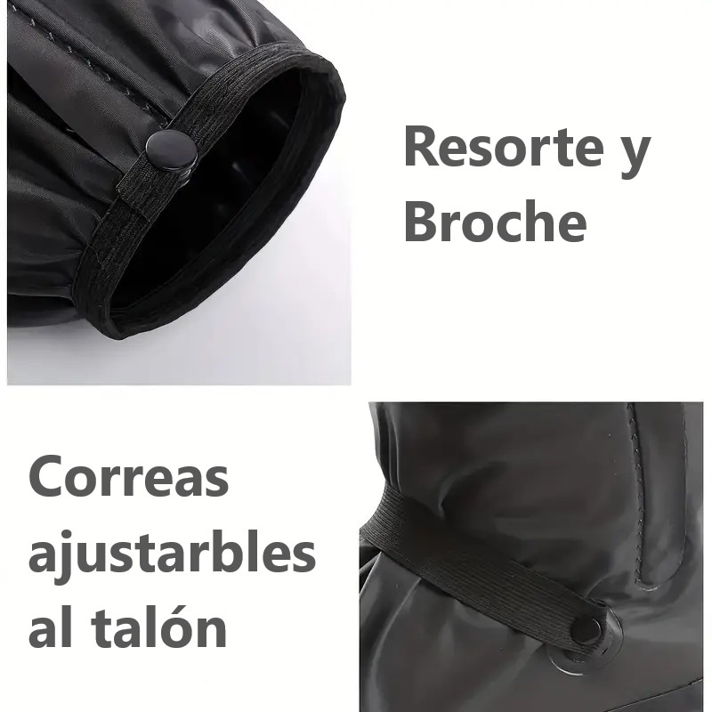 Cubrecalzado Para Lluvia, Impermeable de Silicona, Tenis Zapatos y Botas, Protector Antideslizante Reflejante, Bota Negro