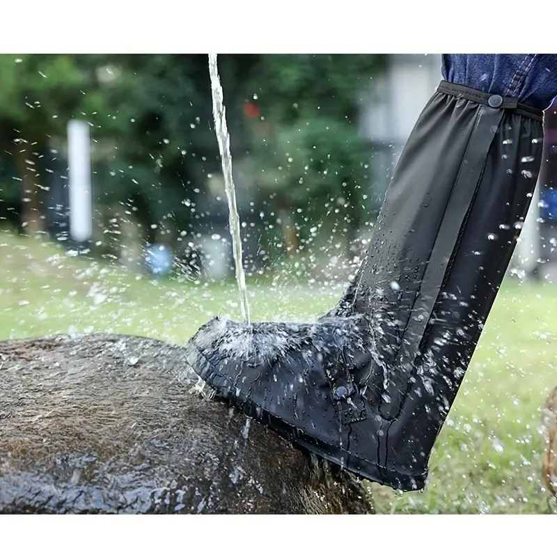Cubrecalzado Para Lluvia, Impermeable de Silicona, Tenis Zapatos y Botas, Protector Antideslizante Reflejante, Bota Negro