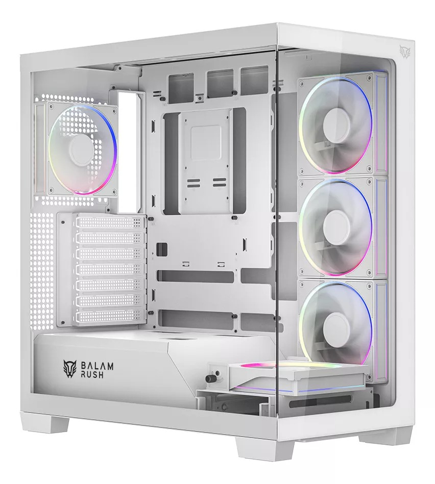 GABINETE BALAM RUSH TANK POLAR 7900 BLANCO ATX 5VENT ARGB USB-C CRISTAL S/FUENTE BR-941488