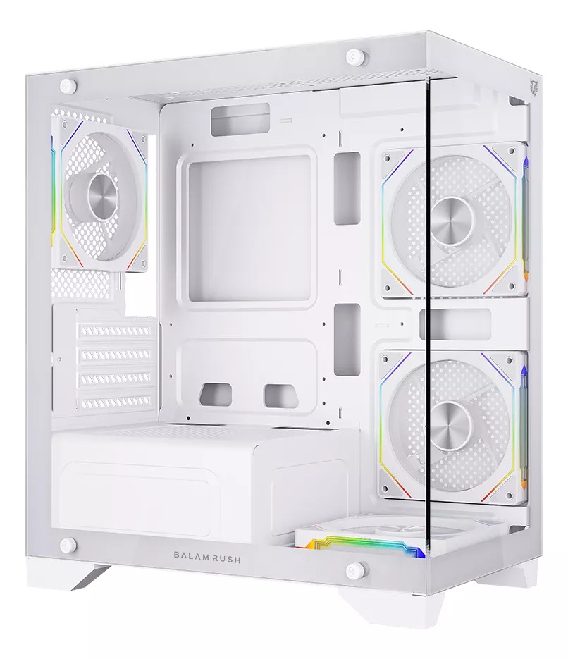 GABINETE BALAM RUSH TANK PERFORM 3600 BLANCO M-ATX 4VENT ARGB USB-3.0 CRISTAL S/FUENTE BR-941648