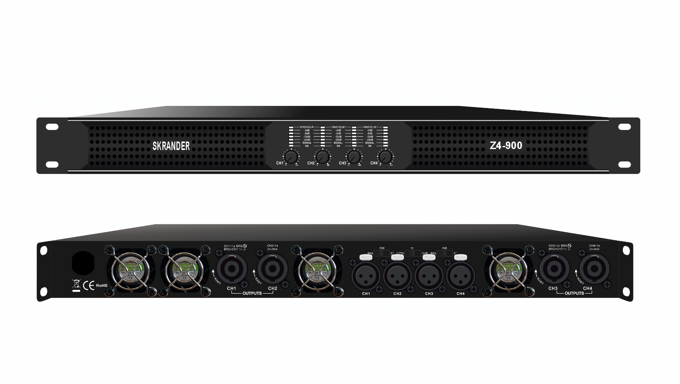 Amplificador Profesional alta potencia Skrander Z4-900 4 Canales 900wx4.