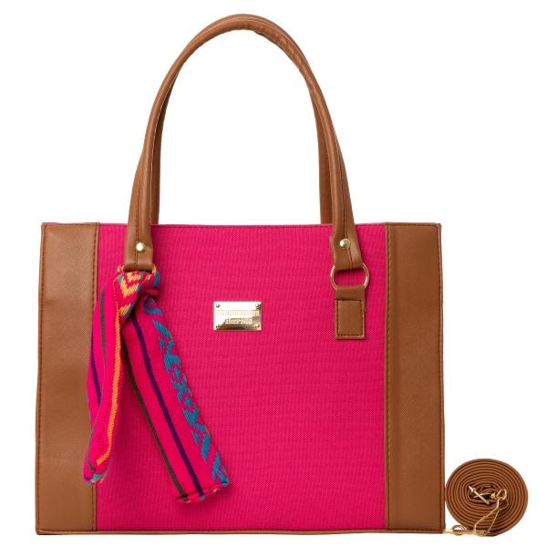 Bolsa Yute De Mujer FANA Henri Color Fiusha Con Asas La Quiero, M4014!!