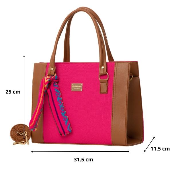 Bolsa Yute De Mujer FANA Henri Color Fiusha Con Asas La Quiero, M4014!!