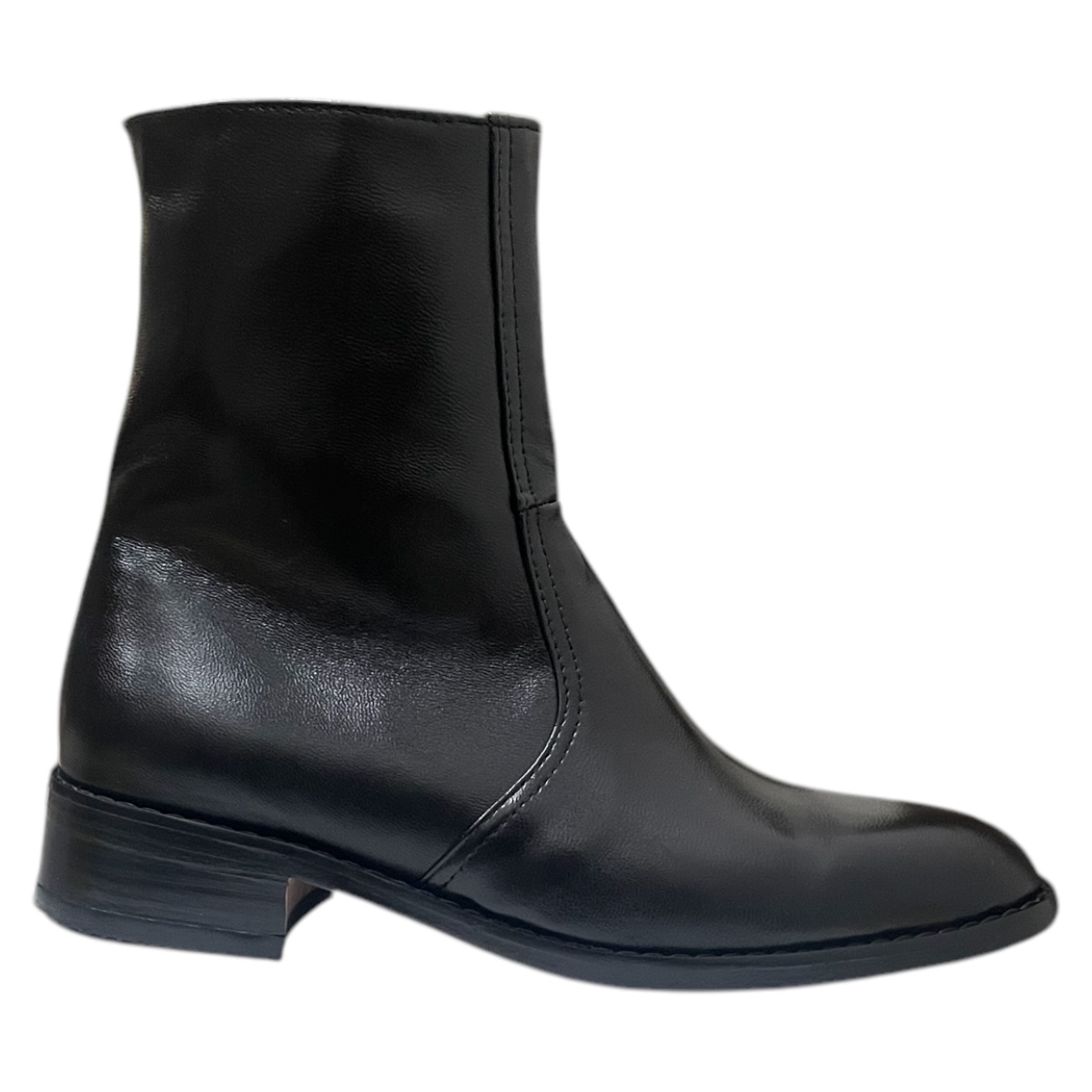 Botas Vestir Piel Negra Tacón Cubano Suela Cuero Hombre