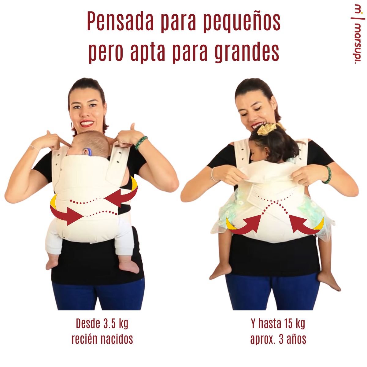 Marsupi Classic Black Portabebés Cangurera Ergonómico.