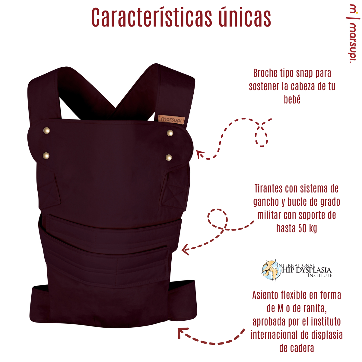 Marsupi Classic Berry Portabebés Cangurera Ergonómico.