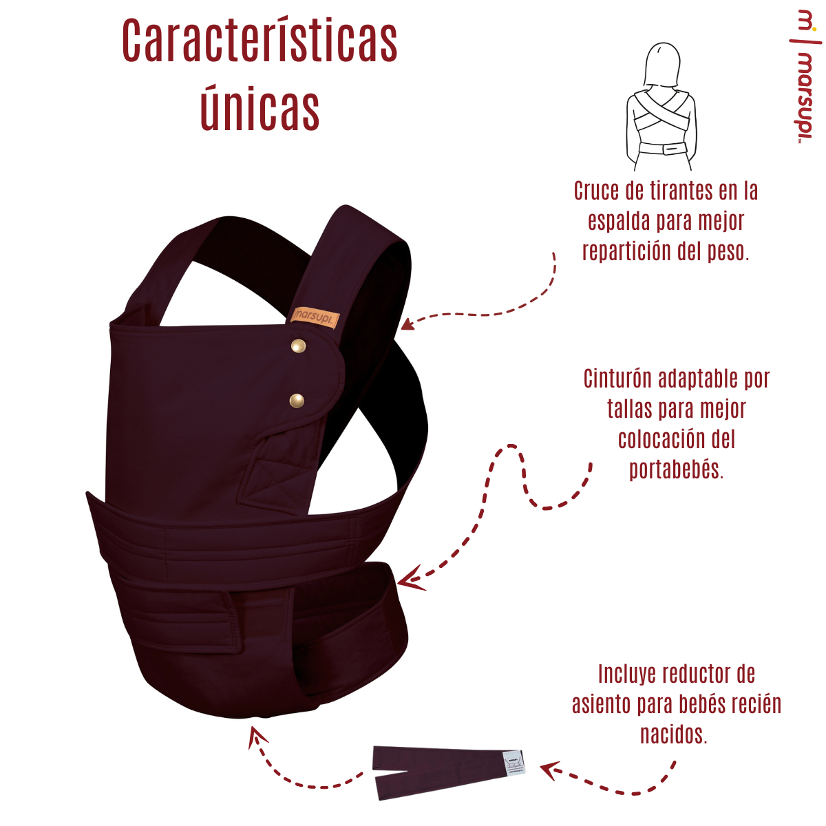 Marsupi Classic Berry Portabebés Cangurera Ergonómico.