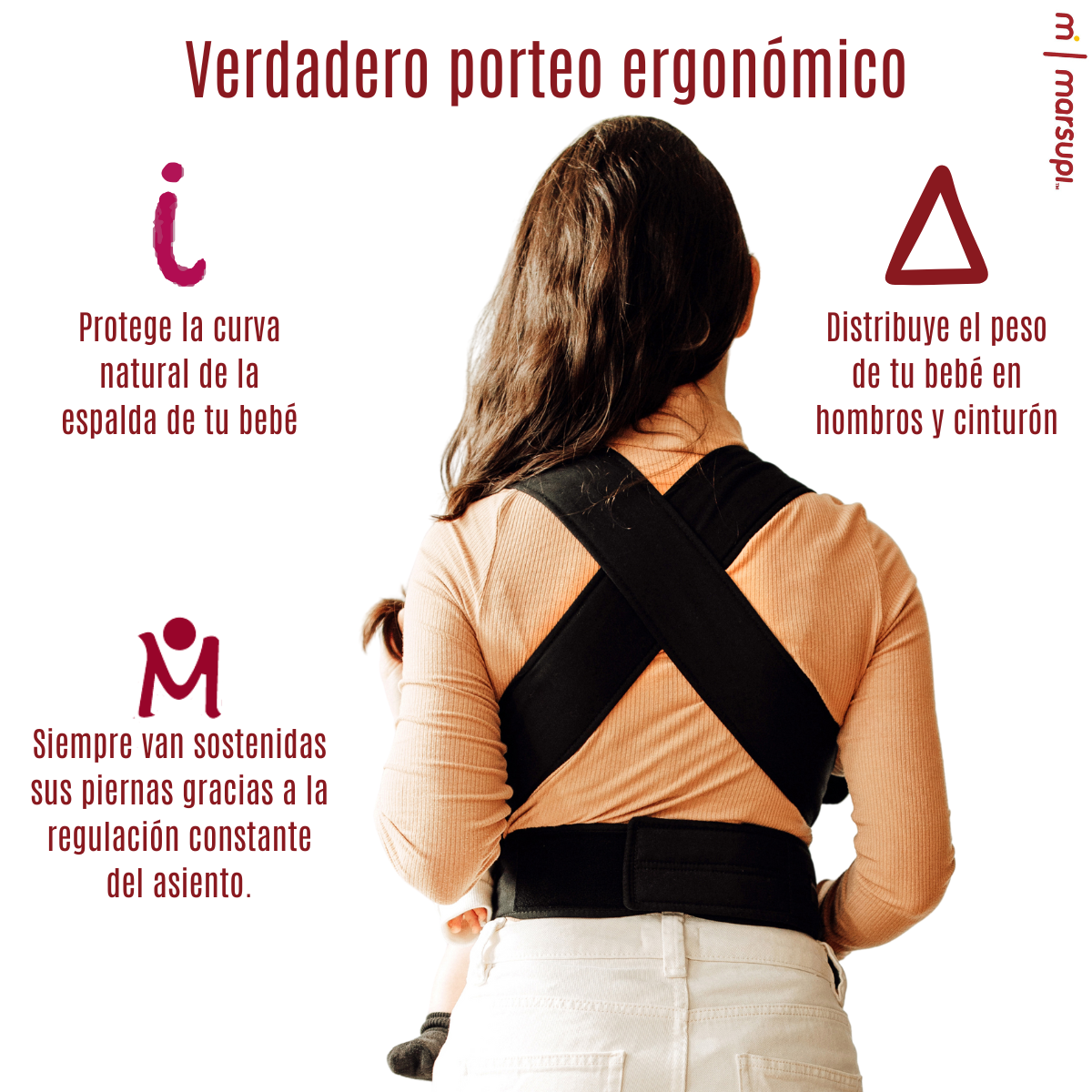 Marsupi Classic Black Portabebés Cangurera Ergonómico.