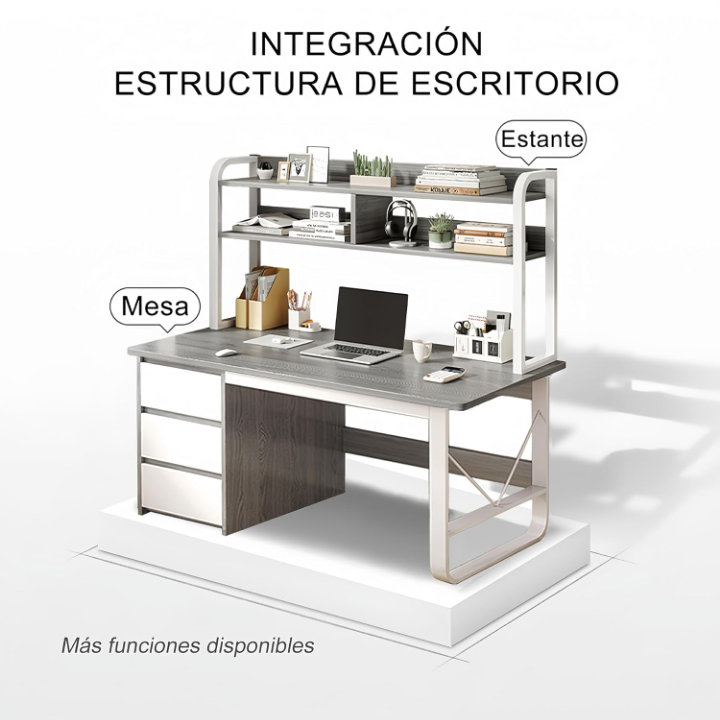 Escritorio con repisas y cajones para computadora 