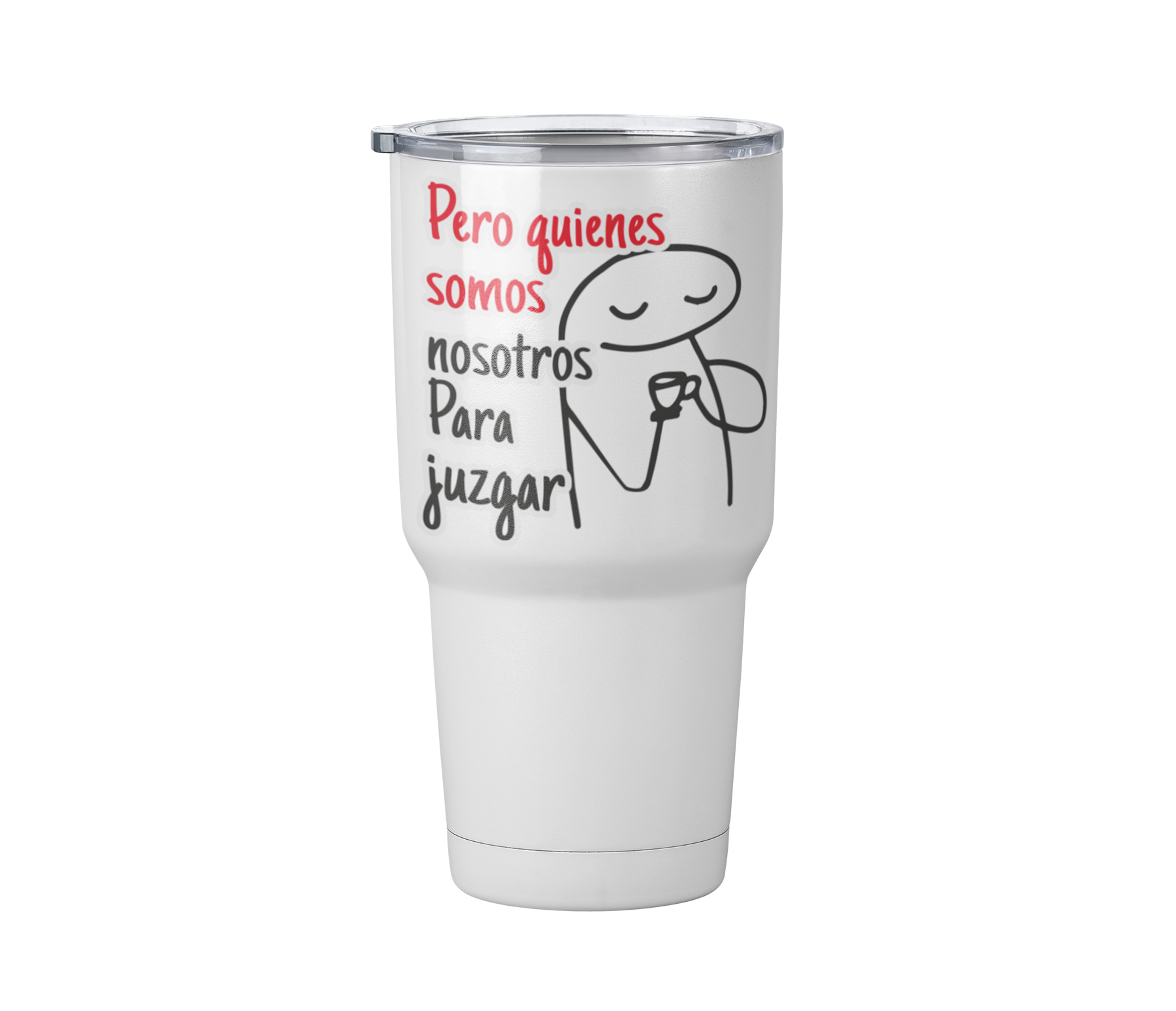 Termo Flork ¿Quienes somos paras juzgar? | deformito | Blanco Acero | frase meme divertido | Viajero Metálico 30 oz