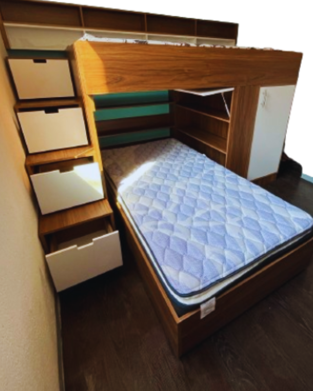 Litera funcional con cama deslizante y almacenamiento