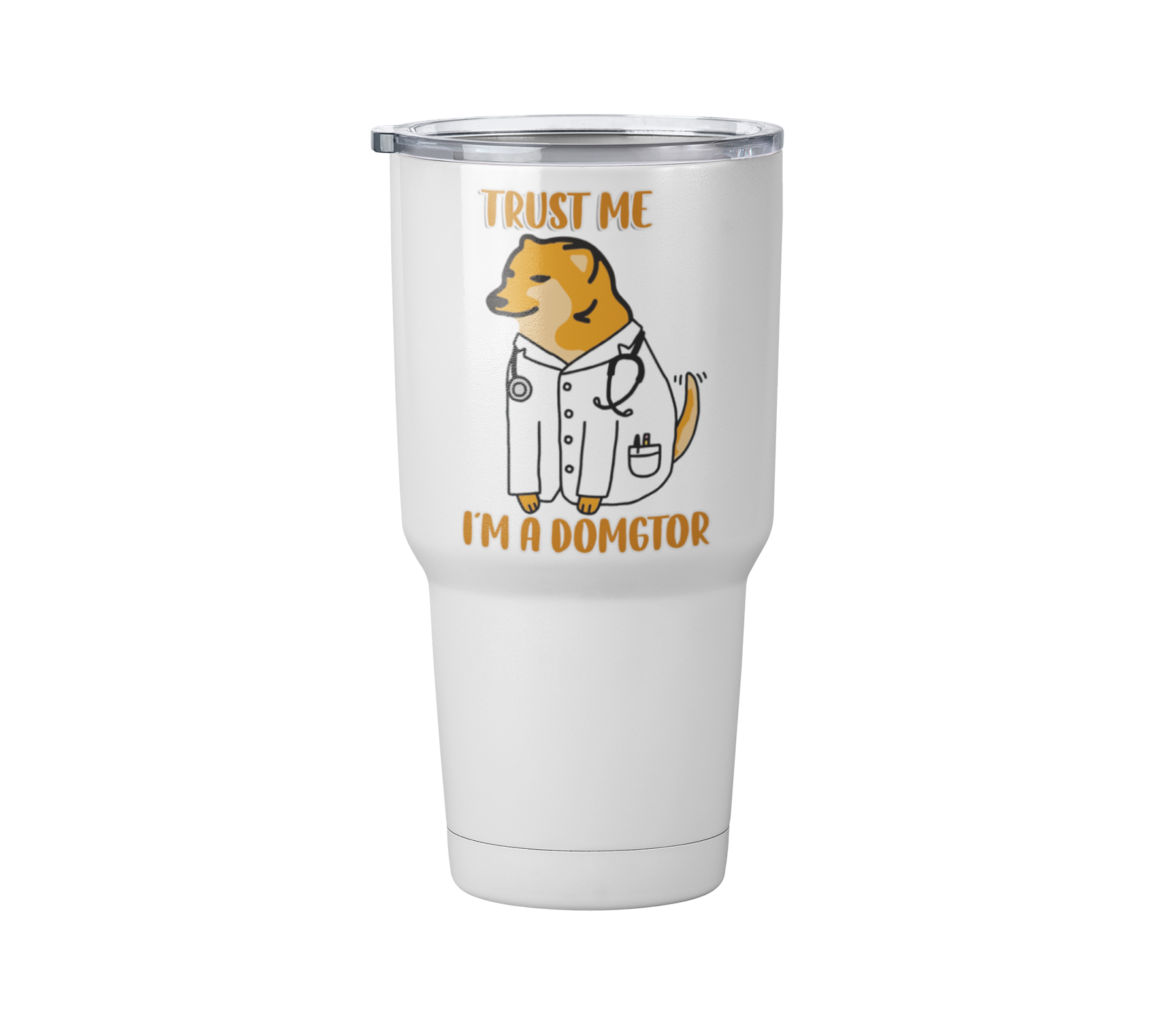 Termo Trust me Im a Domgtor | Cheems | Blanco Acero | frase meme divertido | Viajero Metálico 30 oz