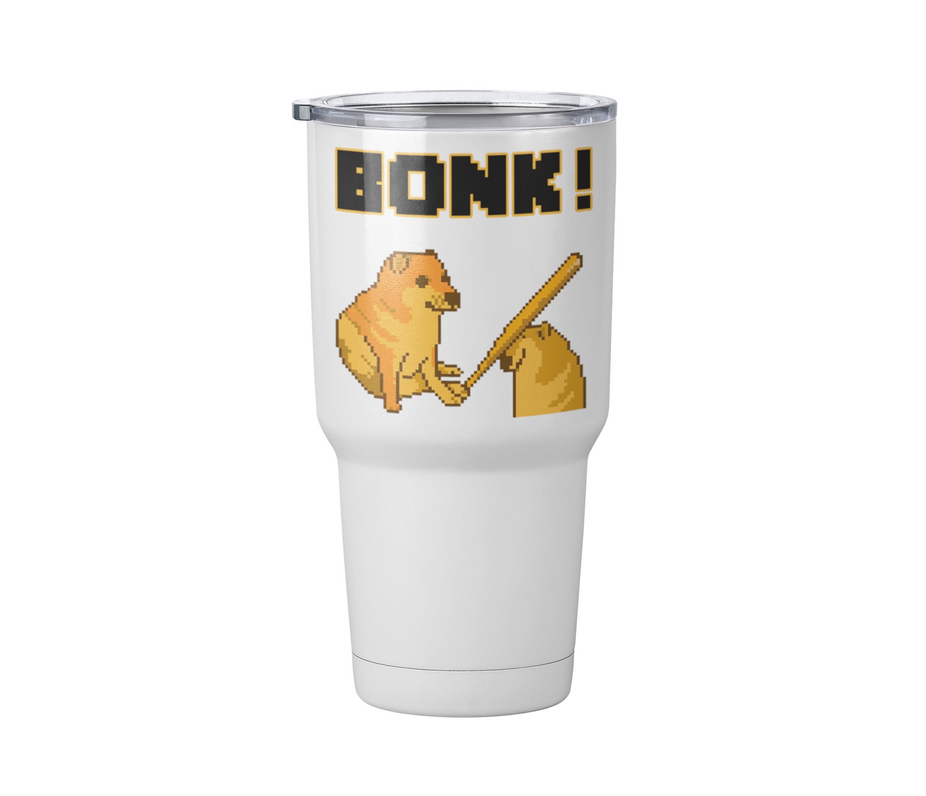 Termo BONK! | Cheems | Blanco Acero | frase meme divertido | Viajero Metálico 30 oz
