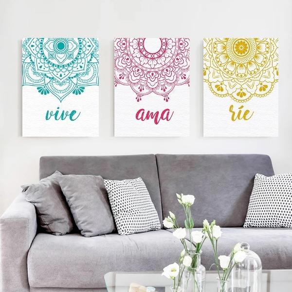 Set 3 Cuadros Mandalas En Tela Canvas Artistico En Bastidor Elige Tus Tonos Favoritos