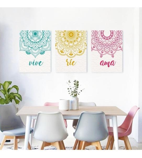 Set 3 Cuadros Mandalas En Tela Canvas Artistico En Bastidor Elige Tus Tonos Favoritos