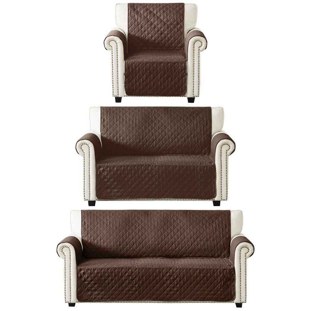 Set de Protector de Sillón Impermeable 1 Plaza, 2 Plazas, 3 Plaza Café Doble Vista Imola