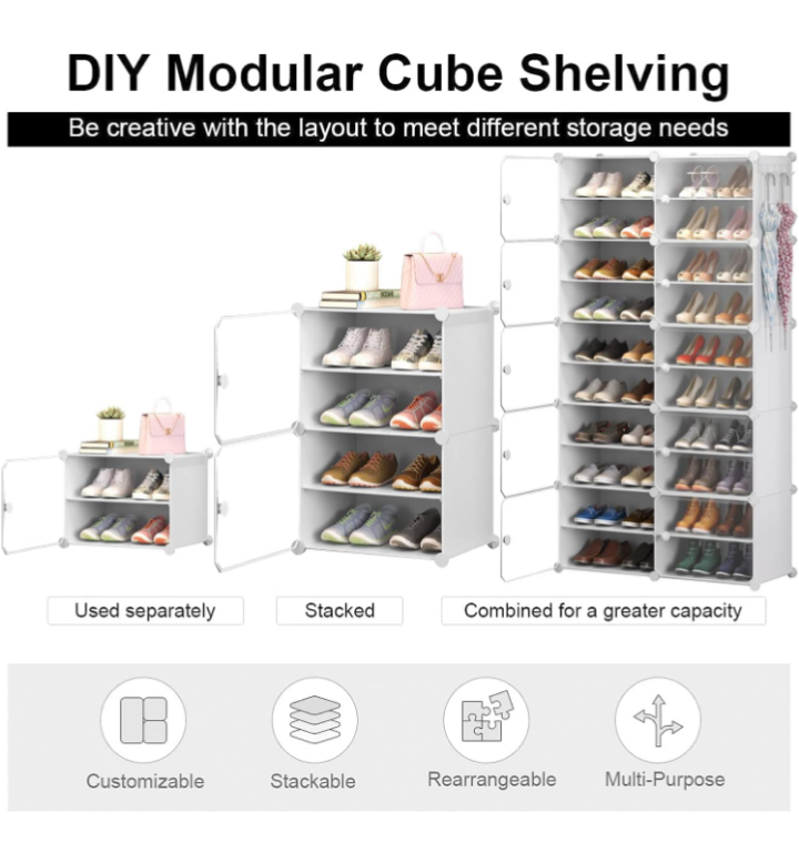 Zapatera organizador de zapatos con puertas para closet recamara gran almacenamiento 