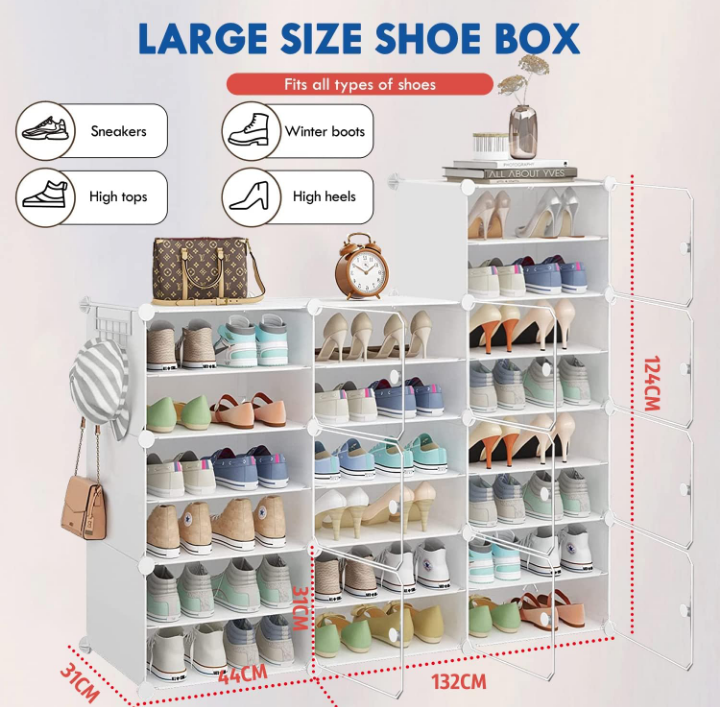 Zapatera organizador de zapatos con puertas para closet recamara gran almacenamiento 