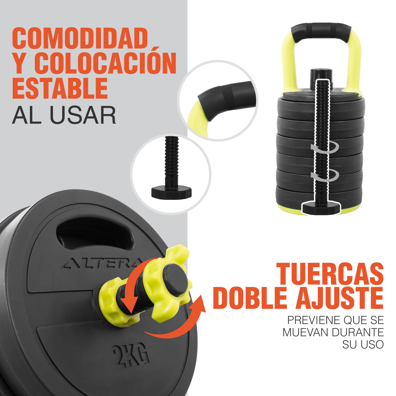 Set De Mancuernas Altera 40 Kg Pesas Kit Ejercicio Barra Z