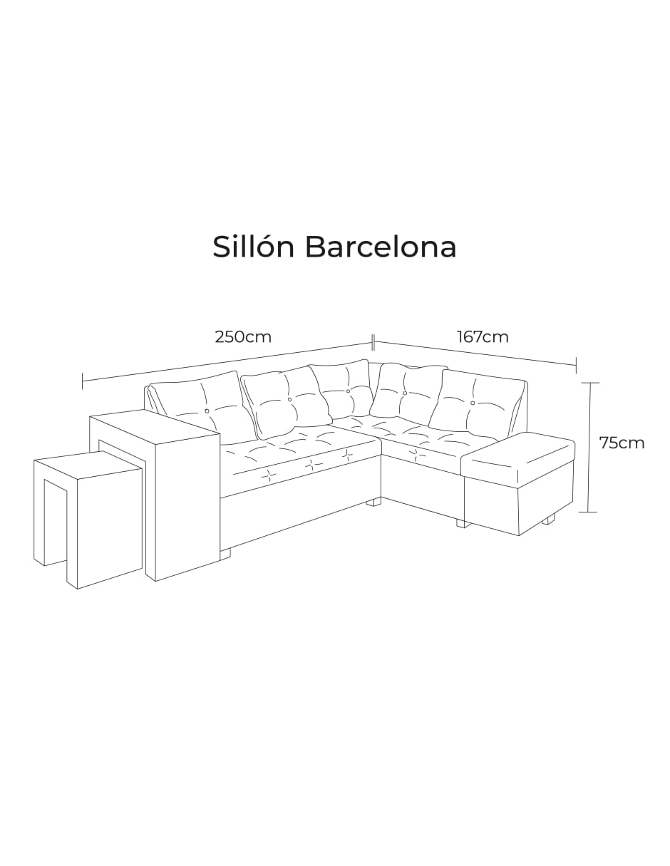 Sala Modular Esquinera Barcelona con Baúl gris
