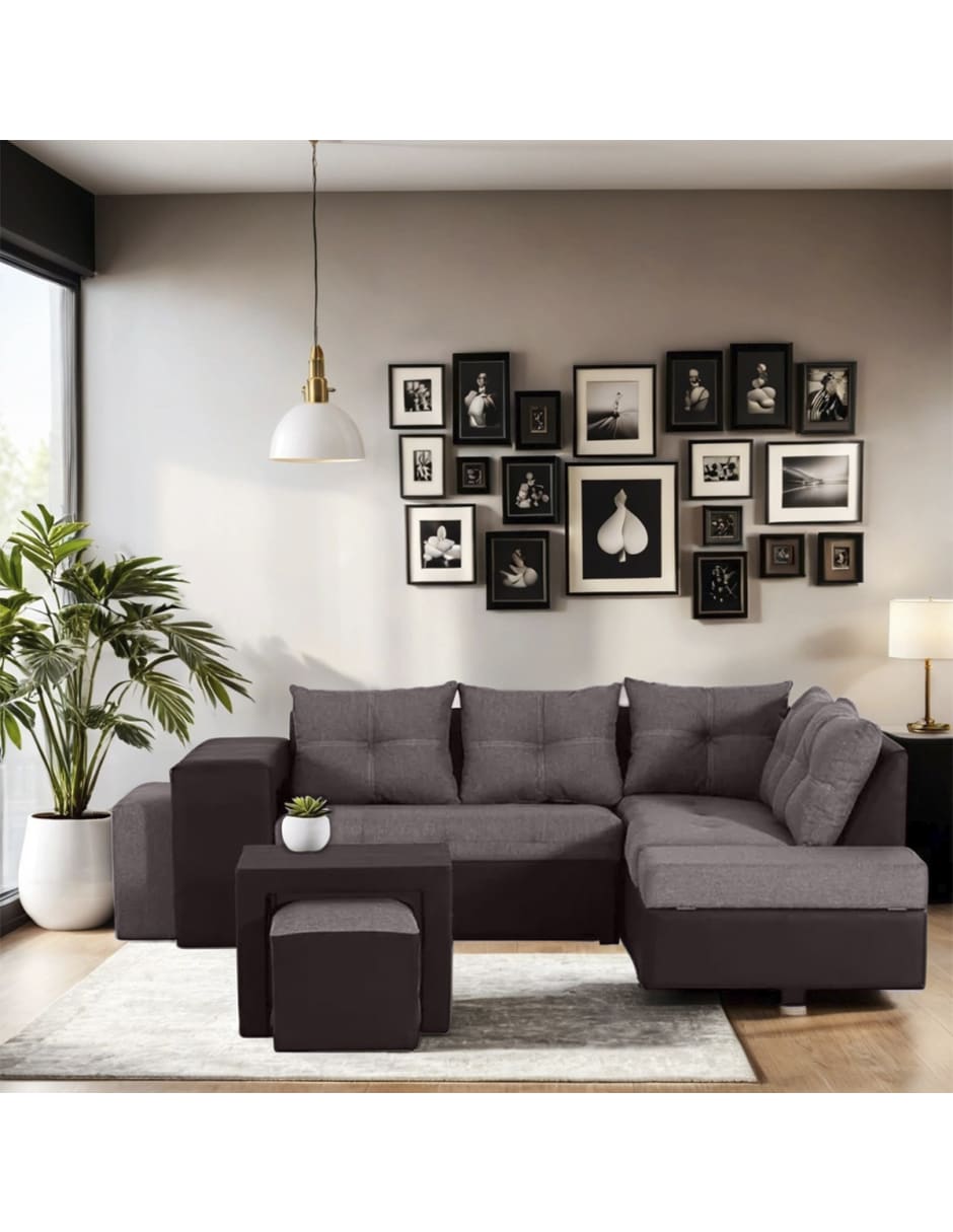 Sala Modular Esquinera Barcelona con Baúl gris