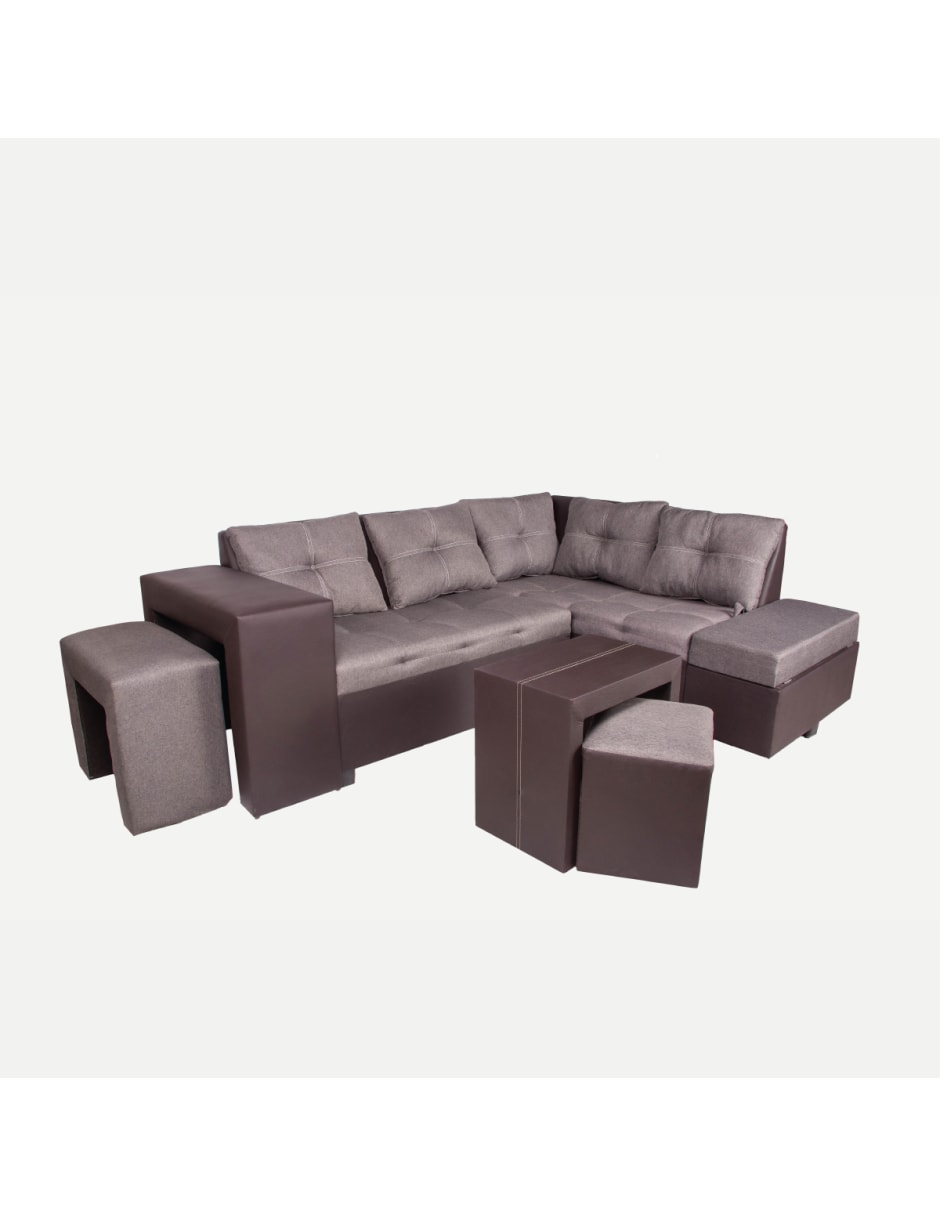 Sala Modular Esquinera Barcelona con Baúl gris