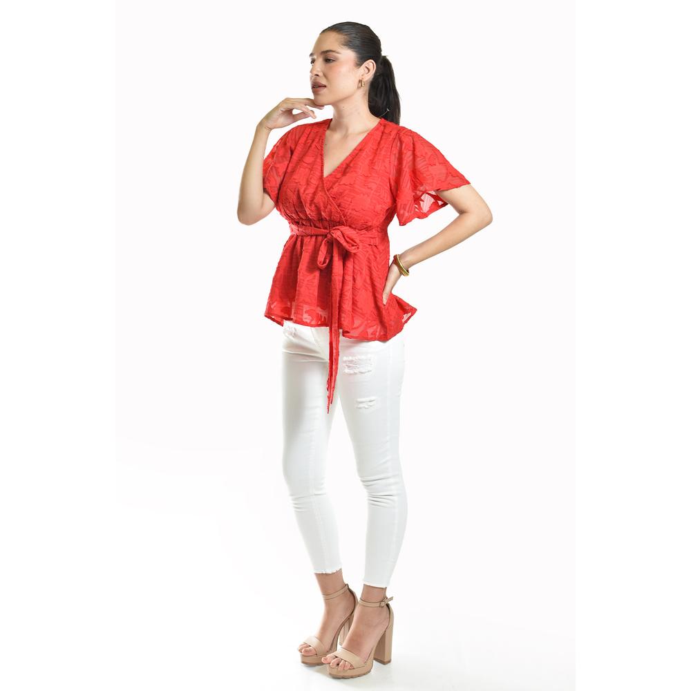 Blusa de encaje Roman Fashion /Juvenil, 5113 (Rojo)