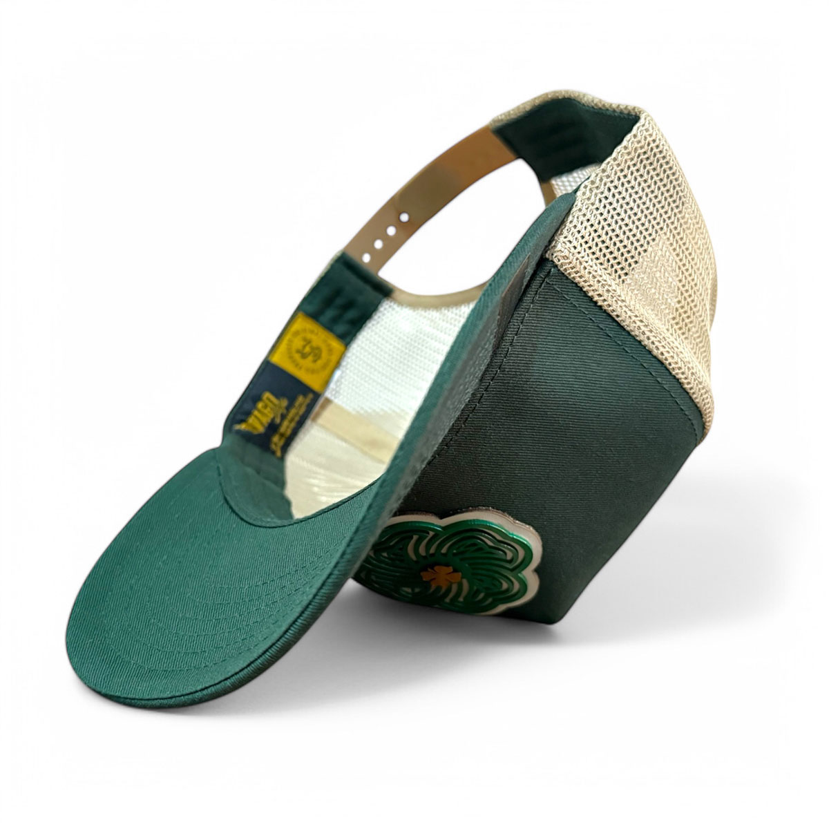 VAGO Style LUCKY Trébol Gorra Artesanal Verde Visera Curva
