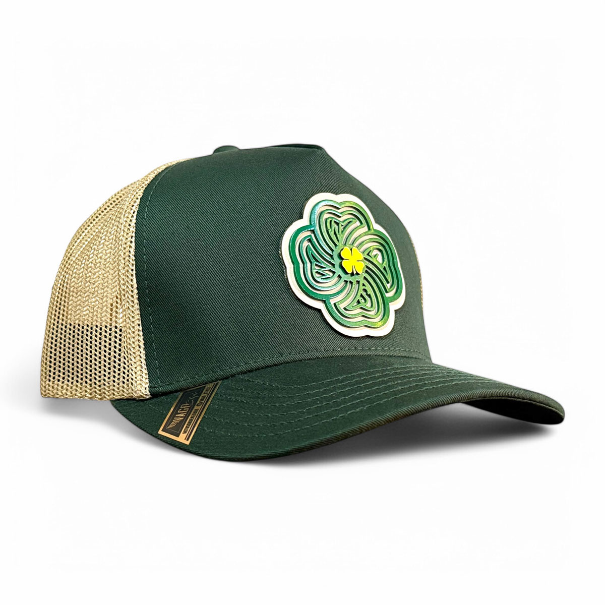 VAGO Style LUCKY Trébol Gorra Artesanal Verde Visera Curva