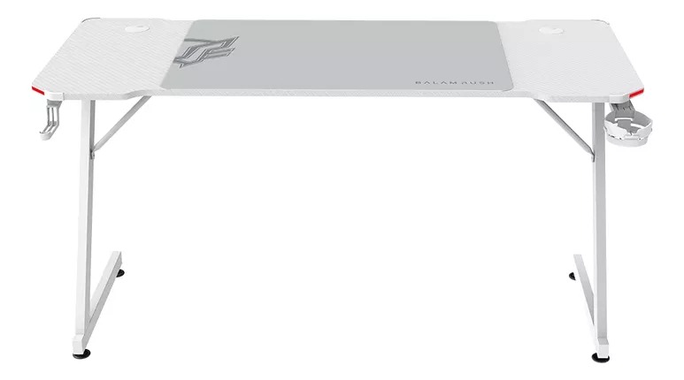 ESCRITORIO GAMER BALAM RUSH ERGONÓMICO OLYMPUS SPOT GLOW MRX6000 BLANCO ESTRUCTURA Z 140X60CM SOPORTA HASTA 100 KG
