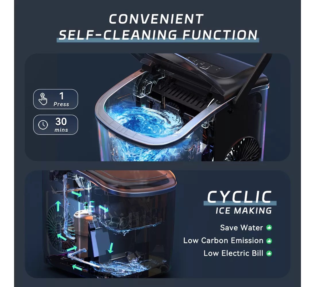 Máquina Para Hacer Hielo Shtark SHTMAQH 2 Tamaños Portátil Eléctrica 12kg Color Plateado 127V