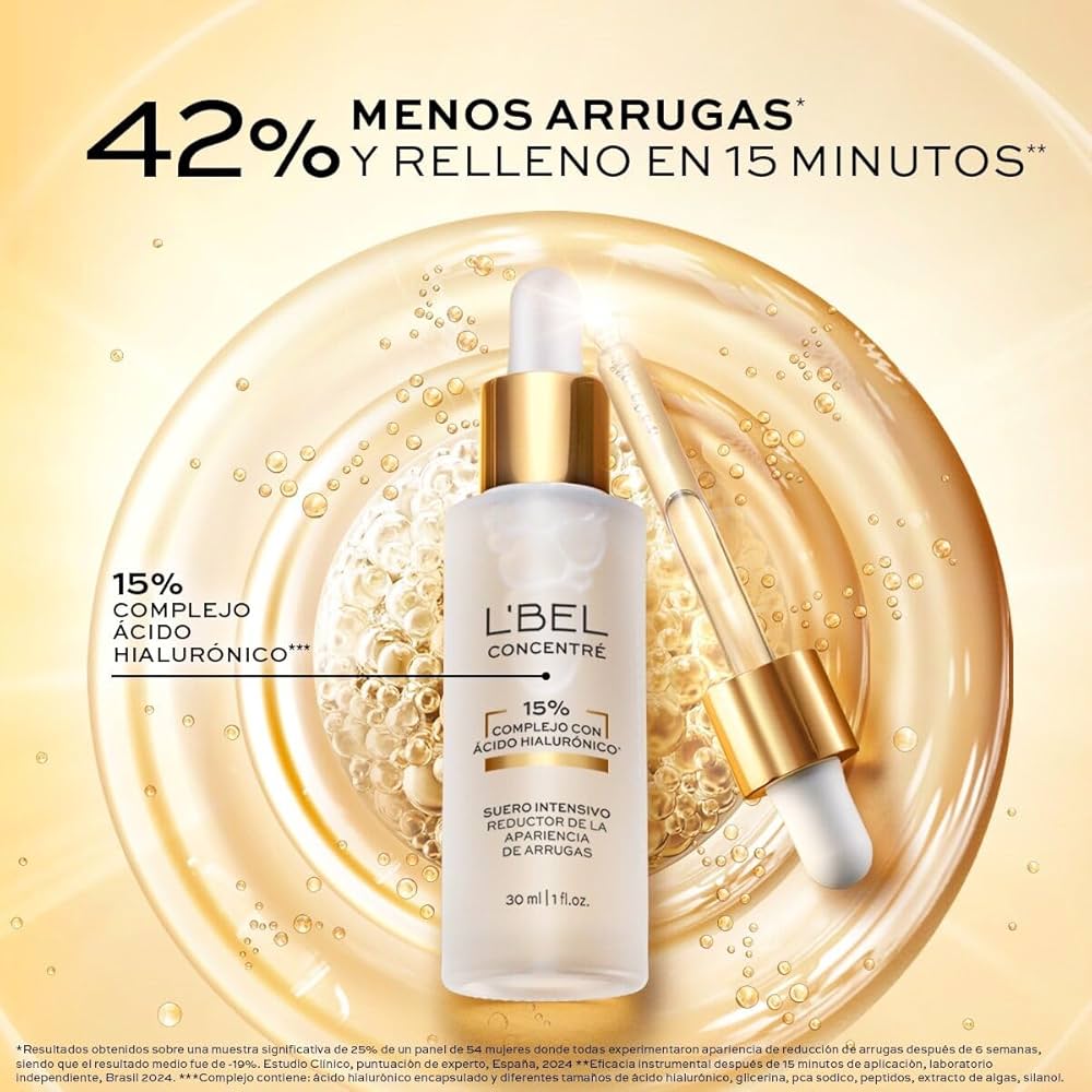 SERUM CON ACIDO HIALURONICO Suero Reductor De Arrugas 15% De Acido Hialuronico Lbel Momento De Aplicación Día/noche Tipo De Piel Todo Tipo De Piel