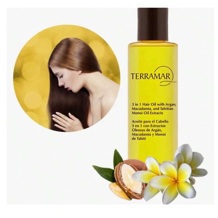 Terramar Oleo (Tratamiento Para El Cabello) 3 En 1, Con Aceite De Argán, Macadamia Y Monoi De Tahití - 98 Ml cabello suave y mas sano
