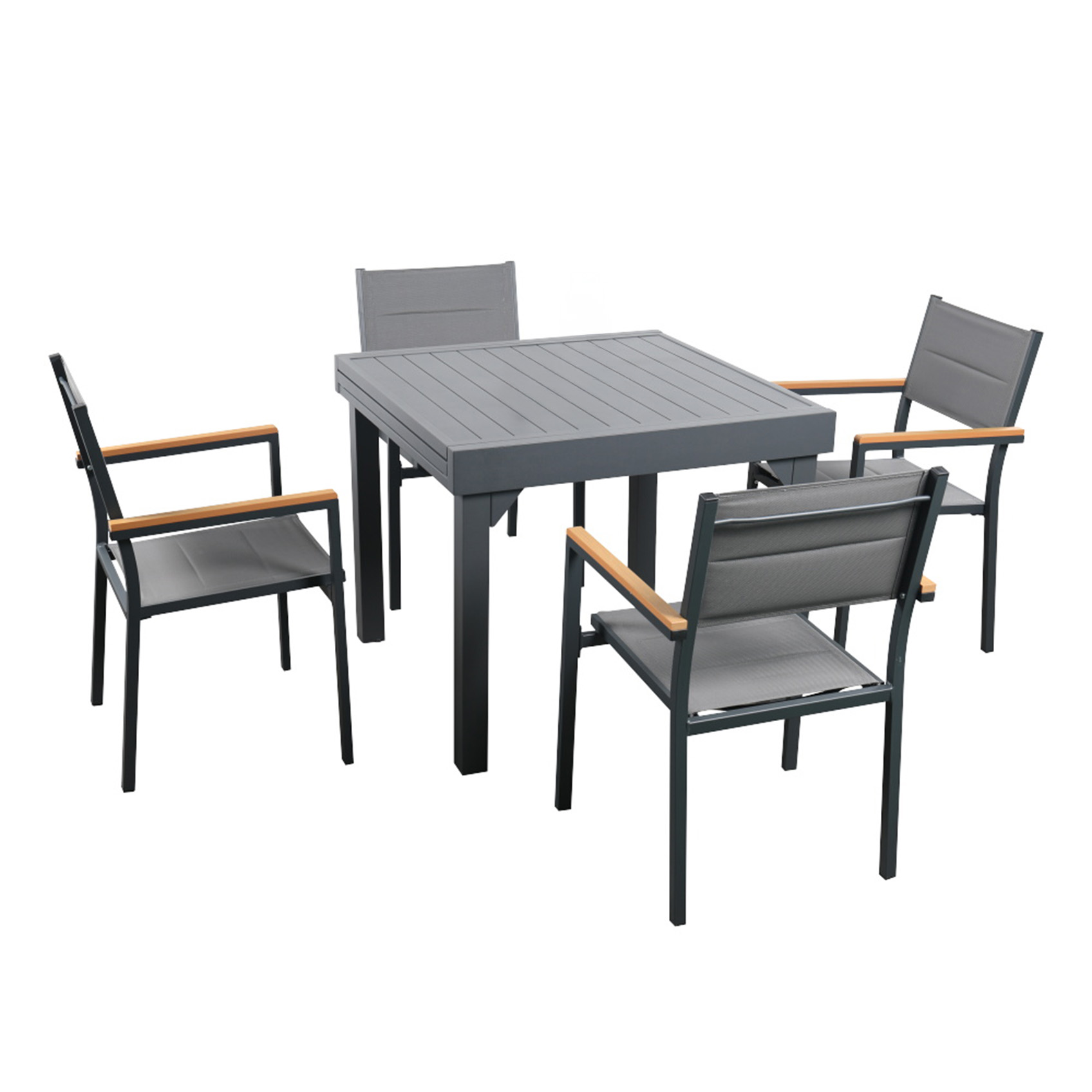 Ilios Innova | Comedor Extensible 4 a 6 Personas Aluminio + 4 Sillas